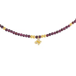 Κολιέ με Κ14 χρυσά στοιχεία, γρανάδα και Κ14 χρυσό μενταγιόν - F124707